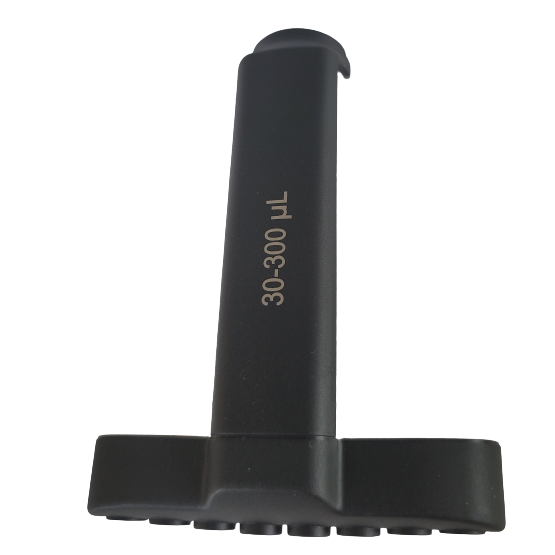 LN SP19534 Black Axypet Pro / Lambda EliteTouch Tip Ejector, multichannel pipette handle by Corning (8 channels, 300 µL) shown against a white background.