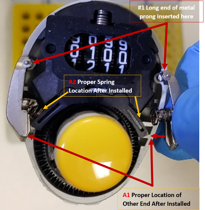Close up of volume catch placement