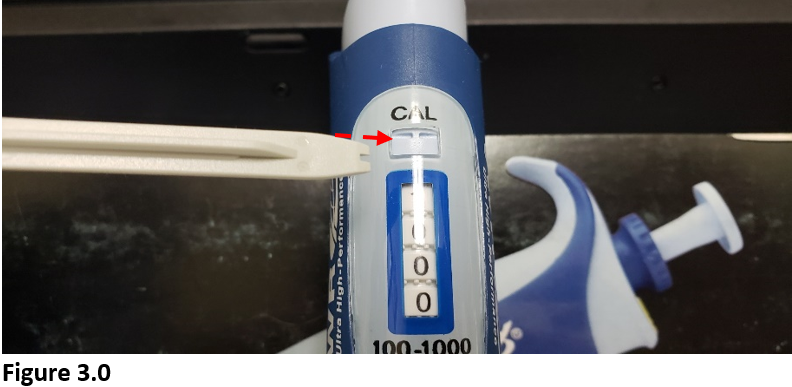 Figure 3.0. UHP calibration mechanism in the unlocked position