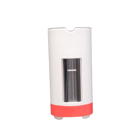 EP 3120855009 The Eppendorf Research Plus Control Button, Red, 2.5mL features a white cylindrical design with a transparent vertical window, red base, and control button, displayed on a plain white background.