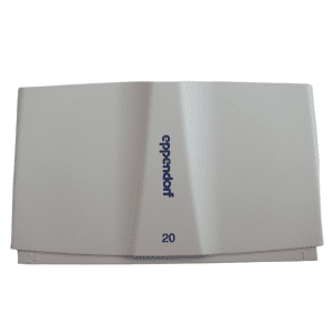 A white plastic Eppendorf Research Plus/Xplorer Plus multichannel cover (24 channel, 20μL) with blue logo and numbers 20, 24, and 1 marked—ideal component for lab applications.