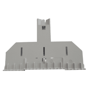 White plastic mounting bracket with vertical support and multiple slots, ideal for organizing Eppendorf Research Plus, Xplorer Plus Ejector Multichannel 24 Channel 20μL & 100μL pipettes; shown against a white background.