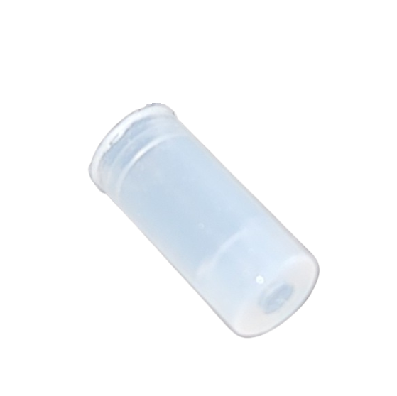 EP 3122835000_1 A small, clear plastic cylindrical container with a wider rim at one end, ideal for use with Move It Pipettes – Research Plus, Xplorer Plus Seal, 20μL (Eppendorf), shown on a white background.