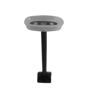 A black and transparent stirring tool with a flat base and round shallow cup, resembling the Eppendorf Research Plus Xplorer/Xplorer Plus 1200μL Multichannel Piston including Seal, isolated on a white background.