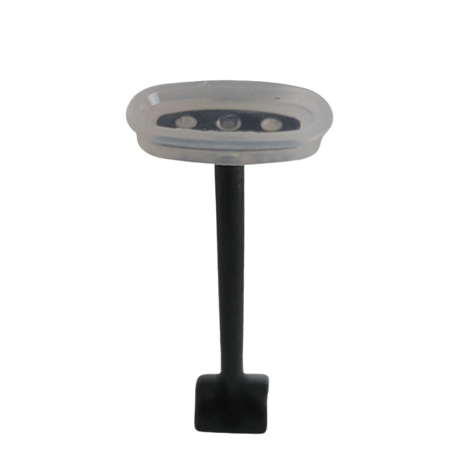 EP 3122835003 A black and transparent stirring tool with a flat base and round shallow cup, resembling the Eppendorf Research Plus Xplorer/Xplorer Plus 1200μL Multichannel Piston including Seal, isolated on a white background.