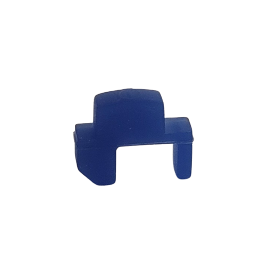 A small, blue, rectangular silicone On-Off button key for Eppendorf Xplorer/Xplorer Plus, resembling an accessory part and isolated on a white background.