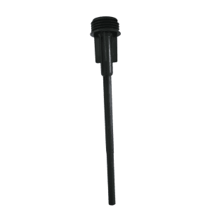 A black plastic tip cone with a threaded cap and long stem, designed for compatibility with Thermo Scientific Finnpipette F1 ClipTip Upgrade, Single Channel, 2μL Micro and 10μL Micro models.