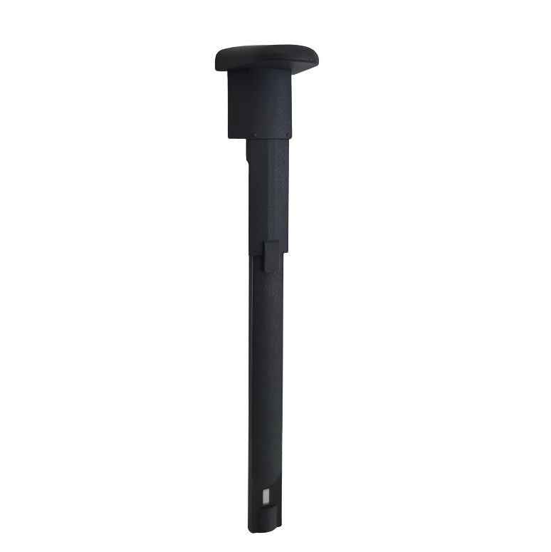 A black Proline Mechanical Tip Ejector Assembly, Multichannel, by Sartorius, is displayed upright against a white background—highlighting the ergonomic and precise design seen in high-quality lab equipment.