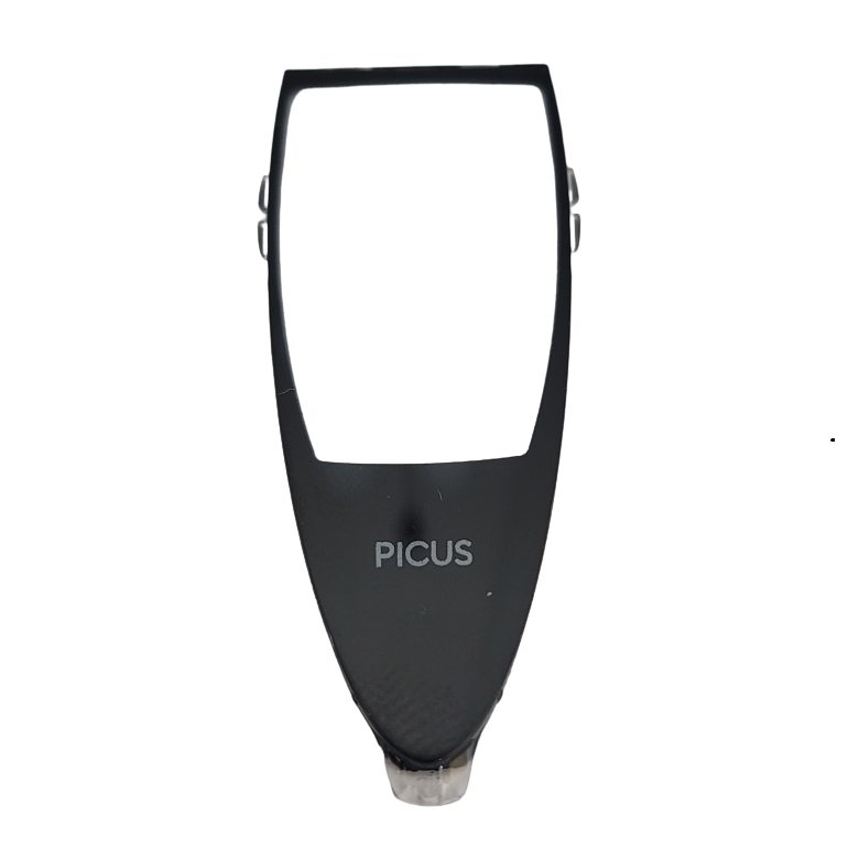 A Sartorius Picus LCD Window, New Style, All Volumes, shown in black plastic with a rectangular LCD opening, viewed from above on a white background.