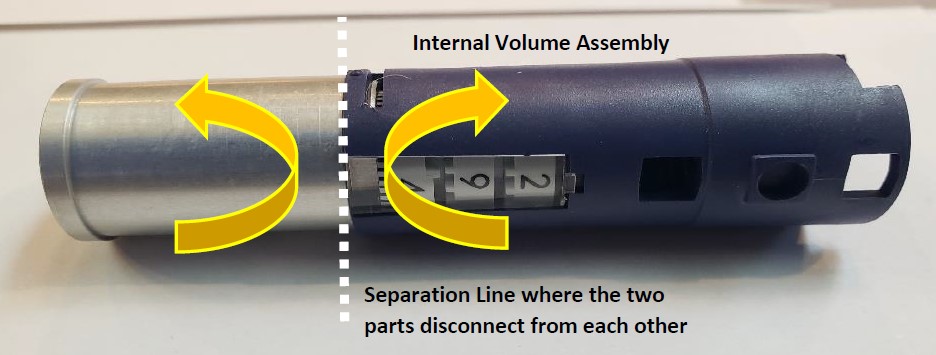 separation line where two parts disconnect