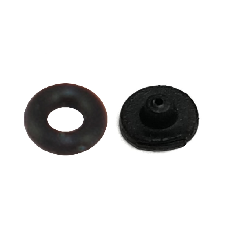 The Labnet Piston Seal and O-ring Set, Single Channel, 2μL (Labnet) includes a black rubber O-ring and a piston seal with a central protrusion, displayed side by side on a white background.