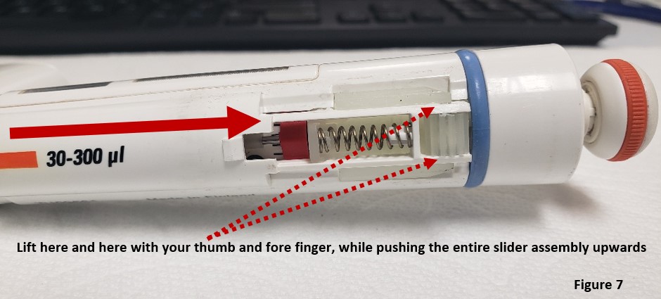 Lift out the Finnpipette F1 / F2 lower part