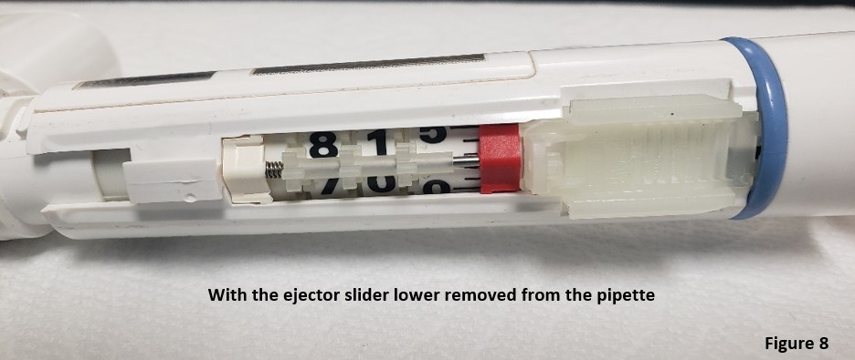 View of Finnpipette F1 / F2 with lower ejector part removed
