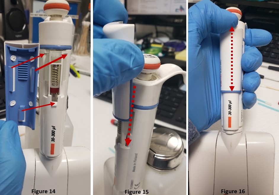 Reattaching the Finnpipette F1 upper tip ejector part