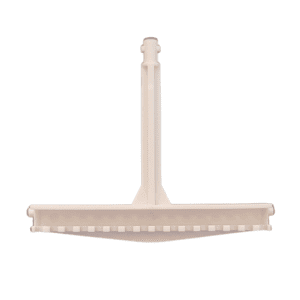 A white plastic squeegee with a straight handle and ribbed blade, inspired by the precision of the Eppendorf Research Plus Xplorer Plus Multichannel 16 Channel 20μL & 100μL piston actuator, is shown against a plain white background.