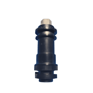 The Research Plus Spindle Unit, Multichannel, 16-ch & 24-ch, 100μL (Eppendorf) is a black cylindrical mechanical component with ridges and a metallic hexagonal top, shown upright on a white background.