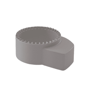 The Research Plus Xplorer Plus Ejection Carrier for Multichannel 1200μL (Eppendorf) is a white plastic circular carrier with gear-like inner teeth and a rectangular side extension, designed for multichannel applications.