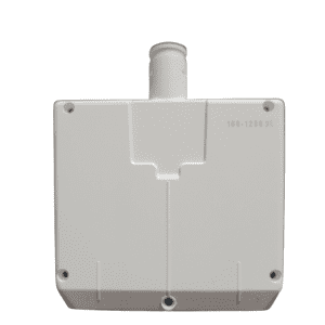 White plastic rectangular cover with a cylindrical nozzle on top, faint 100-1200μL marking—resembles the Pipetman L Housing/Cover Assembly for Gilson's 12-channel multichannel pipette (100-1200μL) used in precise liquid handling.