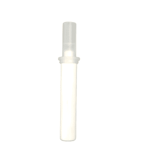 A Nichipet 5000DG Plunger Assembly, 1000μL (Nichiryo), is shown upright on a plain white background. The white cylindrical plastic tube features a clear plastic cap.