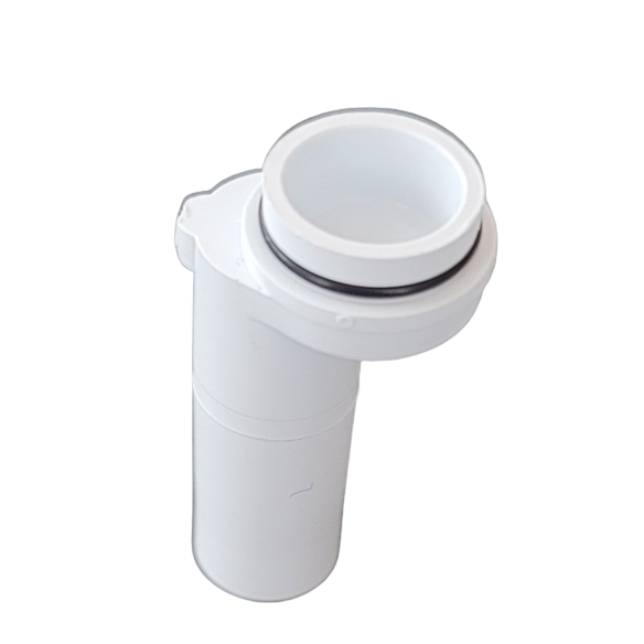 RA 17015203 Photographed on a plain white background, this white plastic Rainin Nozzle for 1200μL multichannel pipettes includes a rubber seal and is designed for secure plumbing connections.