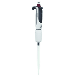 The Transferpette S Pipette, Single Channel, Fixed Volume, F-2000 (2000μL) by BrandTech is designed for precise liquid handling in labs with a user-friendly white and black body and clear tip.
