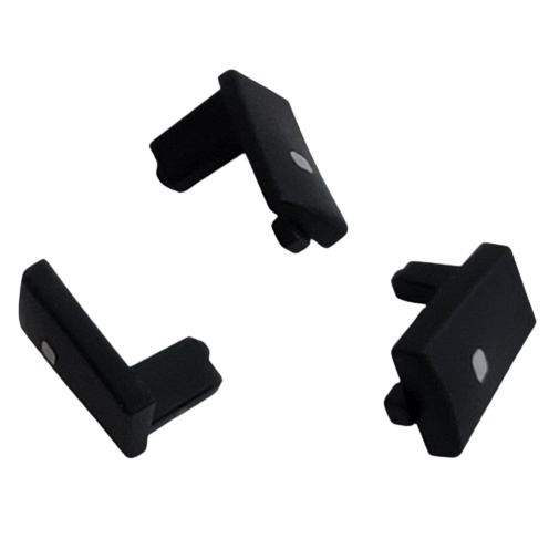 SA LH-736129 Three black rectangular plastic button sets with white dots and tabs are shown on a white background—perfect replacements for the Picus NxT, Single & Multichannel Button Set (Sartorius) pipettes.