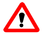 A triangular warning sign with a red border and a black exclamation mark inside a white center, indicating caution or attention.