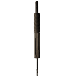 A metal tool with a textured, cylindrical handle and two differently shaped ends—pointed and slotted—designed for Screw Assembly tasks on Pipetman L, Screw Assembly/Operating Rod, Single & Multichannel, 20μL (Gilson).