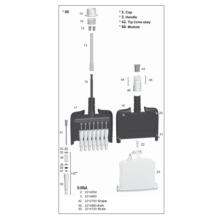 Module FB Elite 2214680 2214720 Fisherbrand Elite Module, 8 Channel, 5-50μL (Thermo Scientific)