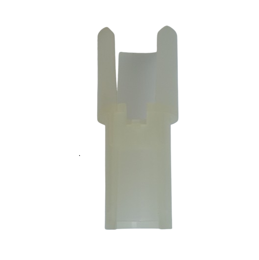 A translucent plastic Finnpipette Novus Motor Tube for single and multichannel pipettes (all volumes) by Thermo Scientific, featuring two vertical prongs and a central slot, is positioned upright against a white background.