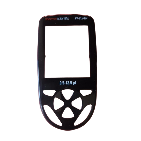 TS 1065871 Black plastic Top End Cover for Thermo Scientific E1 ClipTip pipette, 12.5μL, with circular cutout design.