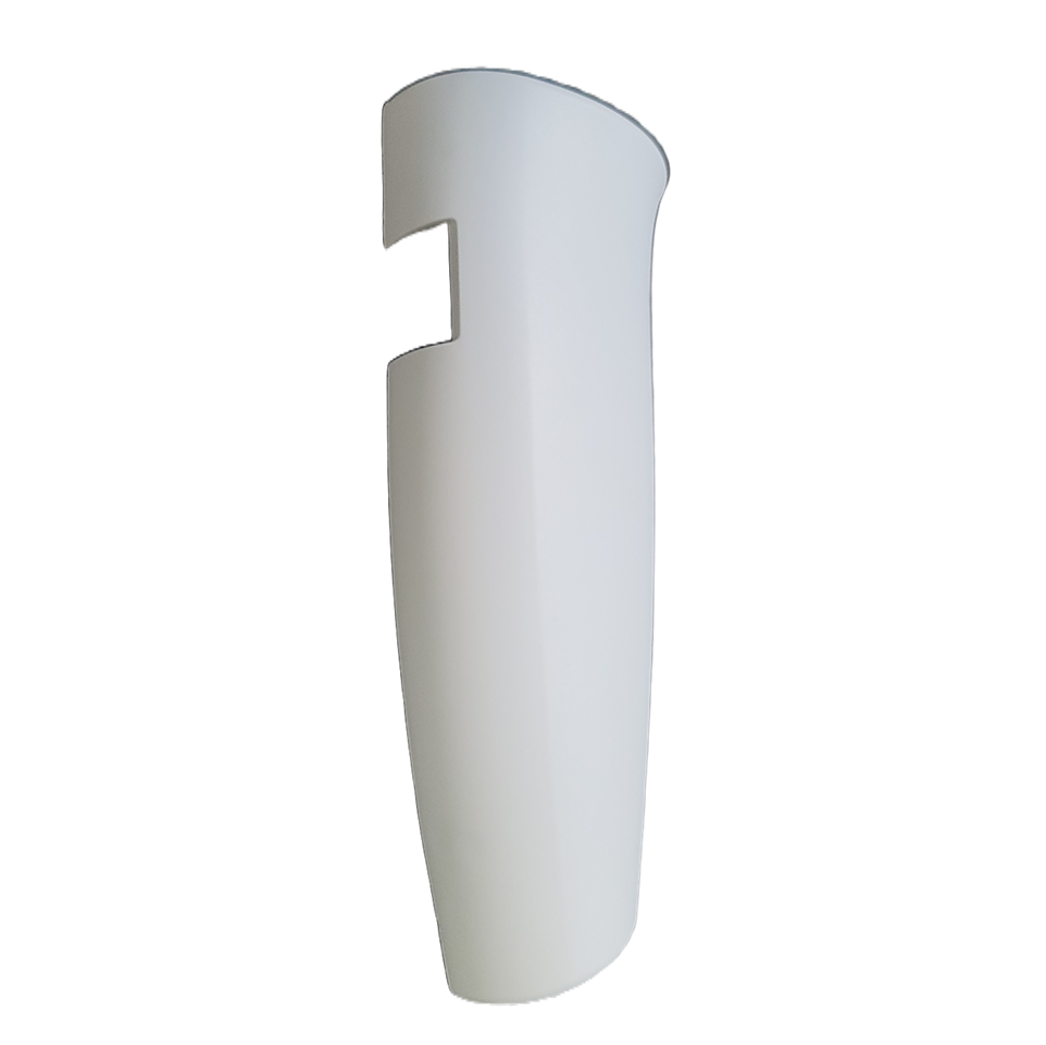 TS 1066490 A white, curved plastic cover with a top rectangular cutout for the Thermo Scientific E1 ClipTip, Single Channel, Handle Left, shown against a plain background.