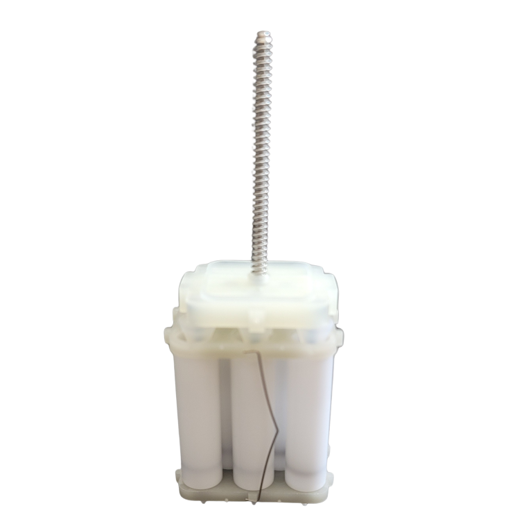 An E1 ClipTip Cylinder Block Multichannel Pipette (8 channel, 1250μL, Thermo Scientific) stands upright on a plain white background.