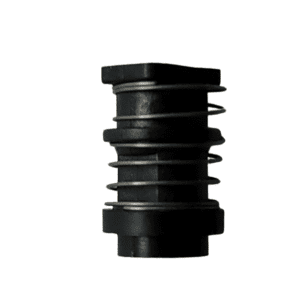 A close-up of the Thermo Scientific E1 ClipTip Tip Ejector Assembly, 300μL, a small black cylindrical part with a coiled metal spring, shown isolated on a white background.