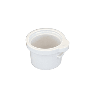 A white plastic container with a handle and wide round opening, ideal for use with Thermo Scientific Finnpipette F1 ClipTip Color Ring Multichannel Upgrade, Grey, 1-10µL in laboratory environments.