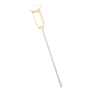 A Thermo Scientific Finnpipette F1 ClipTip Piston, upgraded multichannel 10μL micro pipette, is shown with a white plastic handle and metal rod on a light background.