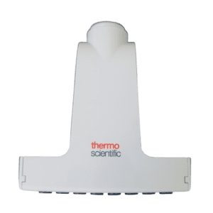 Thermo Scientific Finnpipette F1 ClipTip Tip Ejector, 8 Channel, 1-10μL Micro (Upgraded Version) lab accessory with a wide base and cylindrical top, photographed against a plain background.