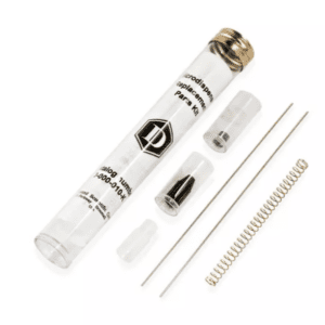 Clear tube with Drummond label, containing Drummond Digital & Dialamatic Microdispensers Replacement Parts Kit 210/510, 10μL (Drummond), includes springs, rods, and cylindrical components; displayed on a white background.