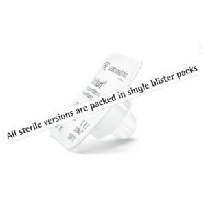 A white medical blister pack with black text is labeled "Easypet / Easypet 3 Membrane Filter, PTFE, 0.2µm, Sterile, 5pcs (Sartorius) – All sterile membrane filter versions are packed in single blister packs.