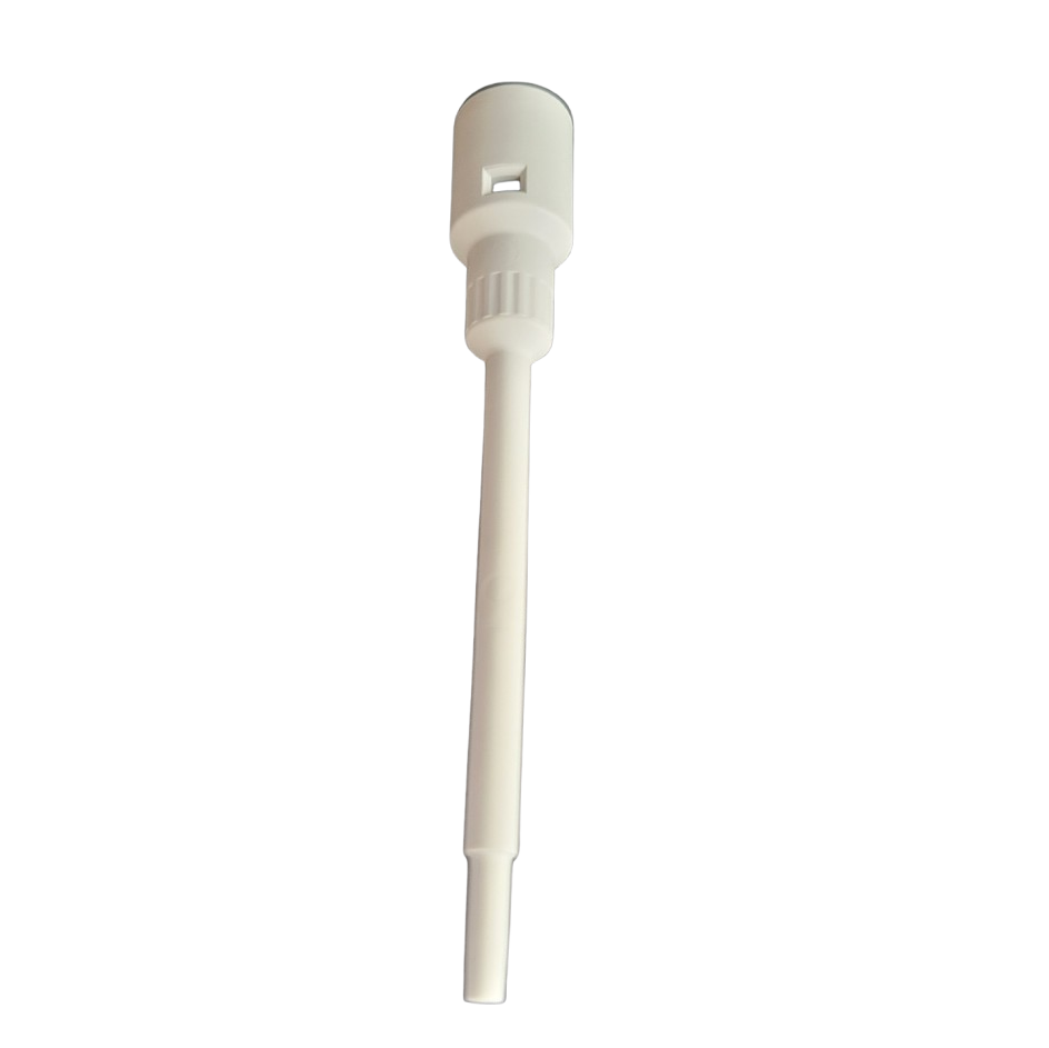 The Acura Barrel, 60-100μL (Socorex), is a white plastic pump dispenser tube with a long nozzle, ribbed middle section, and acura barrel, shown against a plain white background.