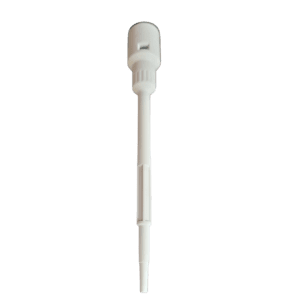 The Acura Barrel liquid dispenser, featuring a PTFE sleeve and available in 15μL or 20μL volumes (Socorex), is shown against a plain white background.