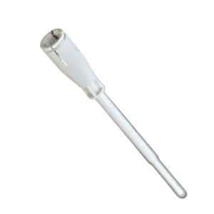 The Acura Plunger, Including Circlip, 120-200μL (Socorex), features a white cylindrical handle and long slender shaft, displayed against a plain light background.