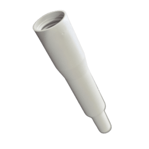 A white Acura 835 / 835F Barrel, 2mL (Socorex) plastic pipe fitting with a threaded end, shown against a plain white background.