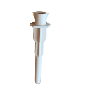 A white plastic Acura 855 Barrel, Including Tightness Part, 50μL (Socorex), with a flared top and grooved body, is photographed on a plain white background.