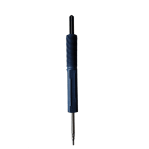 A dual-ended screwdriver with a grooved black handle and interchangeable flathead/Phillips tips, perfect for maintaining Gilson's Pipetman L P100L 100μL single channel screw assembly or replacing an operating rod.