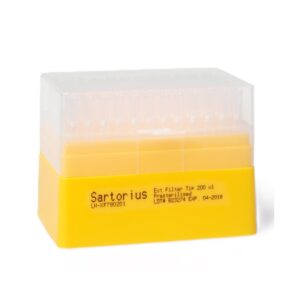 SafetySpace Filtered Racked Tips, 200μL, Extended Length, Yellow, Sterile, 10 x 96, 960 Tips (Sartorius)