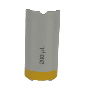 A yellow Research Plus Counter Cover, Fixed Volume, 200μL (Eppendorf), designed for laboratory pipettes.