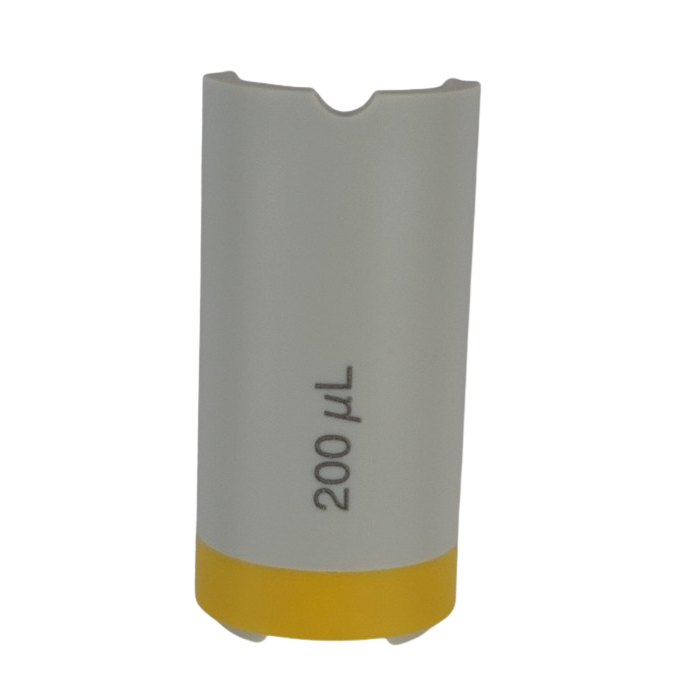 EP 3121810009 A yellow Research Plus Counter Cover, Fixed Volume, 200μL (Eppendorf), designed for laboratory pipettes.