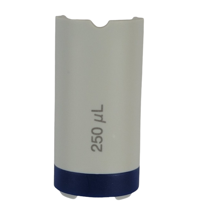 EP 3121812001 The blue 250μL Research Plus Counter Cover (Fixed Volume, Eppendorf) stands upright against a plain background—ideal for organizing pipette tips.