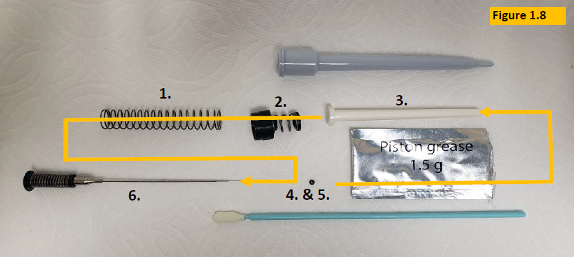 The order of reassembly parts for VWR EHP piston assembly